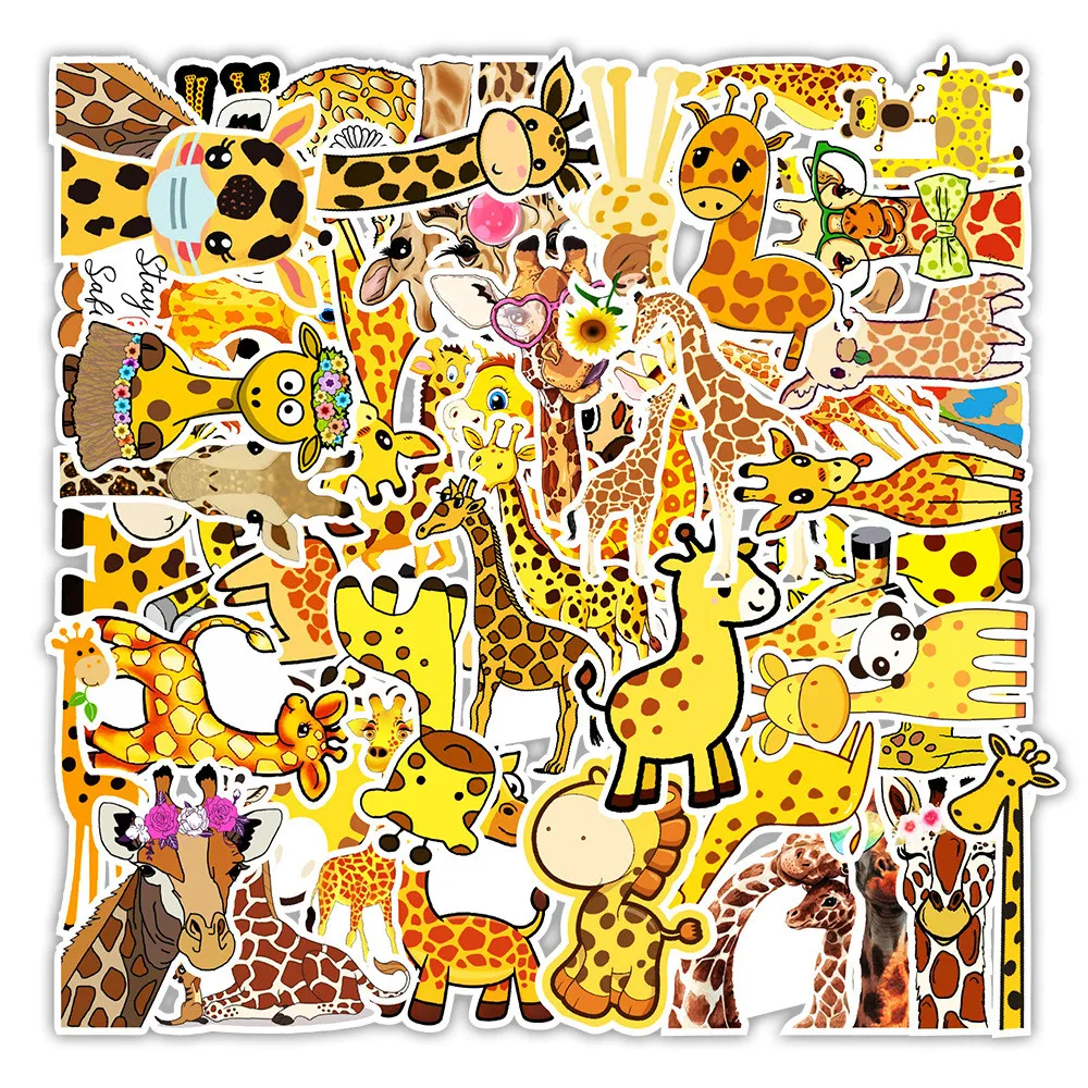 Giraffe Anime Sticker for Laptop, Computer Notebooks Stationery, Cute Custom Stickers for Kids, Aesthetic Craft Supplies, 50Pcs