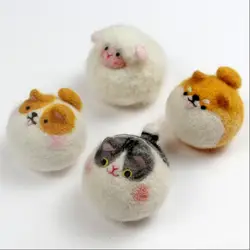 Cats, dogs, sheep, corgis wool needlepoint kit  wool felt needle felting decoration craft needlecraft DIY ha