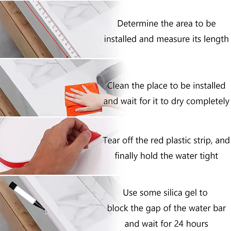 Silicone Bathroom Door Water Retaining Strip Kitchen Countertop Water Stopper Washing Machine Shower Dam Barrier Sealing Strip