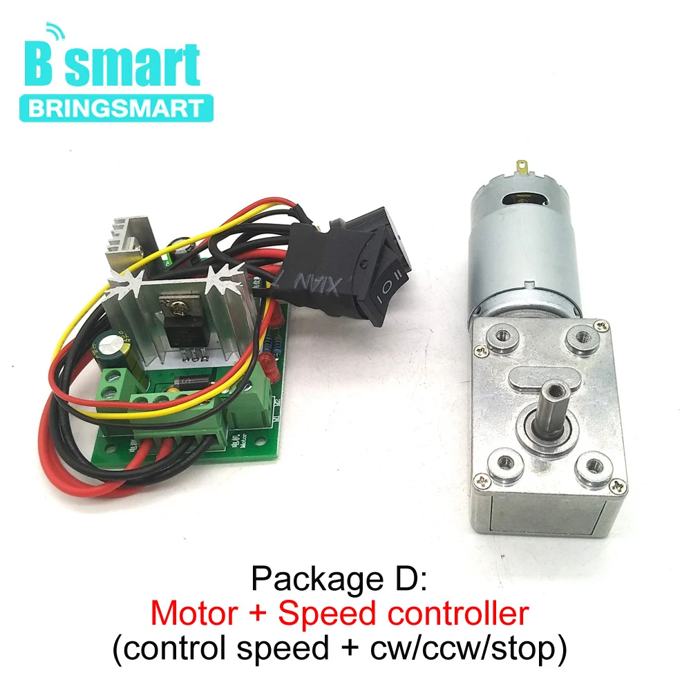 Bringsmart JGY-395 Worm Gear Motor DC 12 Volt Small Reducer Motor 12V Worm Reduction Gearbox Engine Self-locking Geared Motor