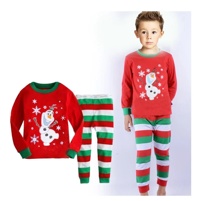 SAILEROAD Children Pajamas Christmas Snow Man Snowflake Pyjamas Set Kids Pijama Boys Nightwear Cotton Long Sleeve Sleepwear Suit