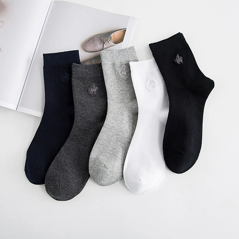 PIER POLO Brand Socks High Quality 5 Pairs/Lot Men Cotton Socks Business Men Embroidery Long Dress Socks Calcetines