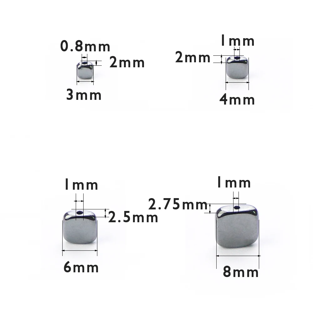 YHBZRET Flat Square Black Hematite Natural Stone Spacer Cuboid Loose beads For Jewelry making 3/4/6/8MM bracelet accessories DIY