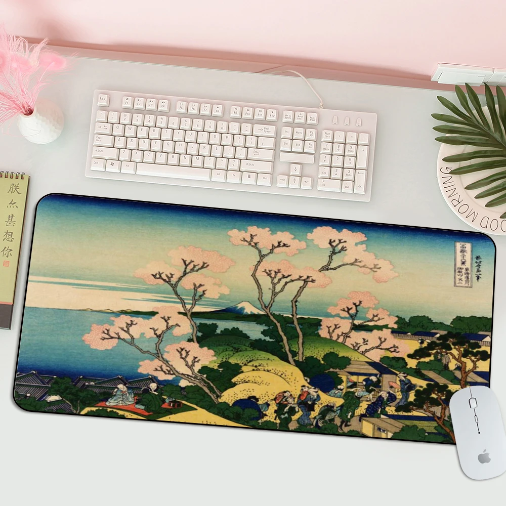 MRGLZY 90x40 CM High Quality Gaming Computer Large Mouse Pad Japanese Ukiyo-e Computer Pad Keyboard Rest Gaming Accessories