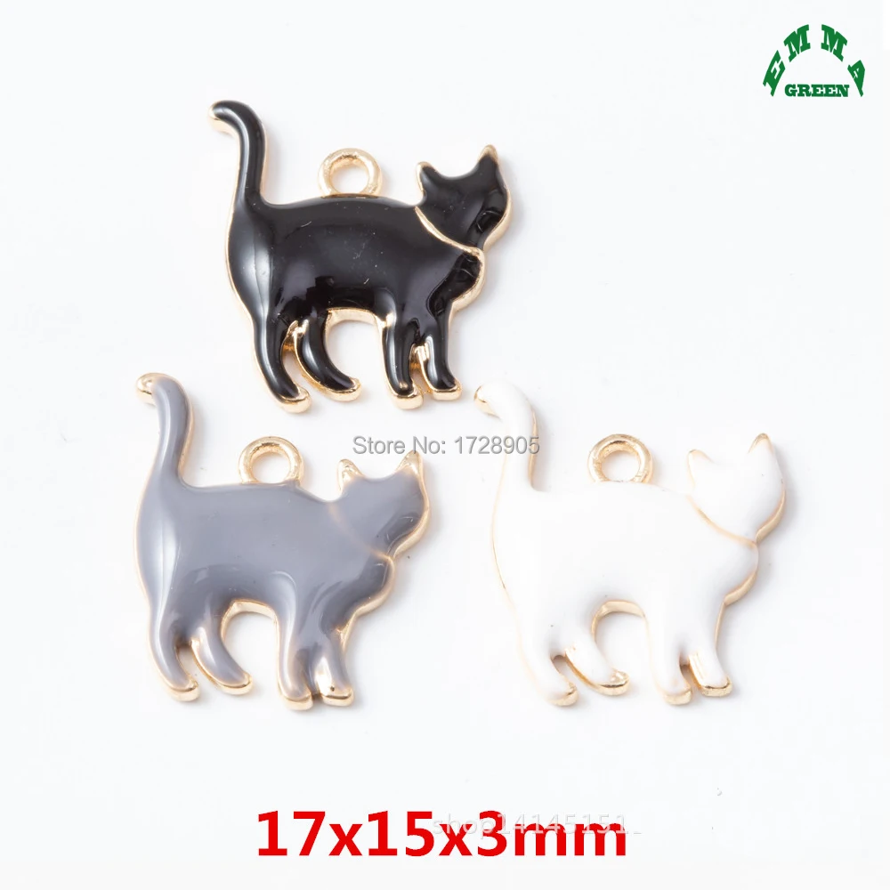 

Cat Charms for Jewelry making Metal charms Enamel Charms 10pcs 17mm Gold Charm Pendant for women DIY Cartoon Charms Animal Charm