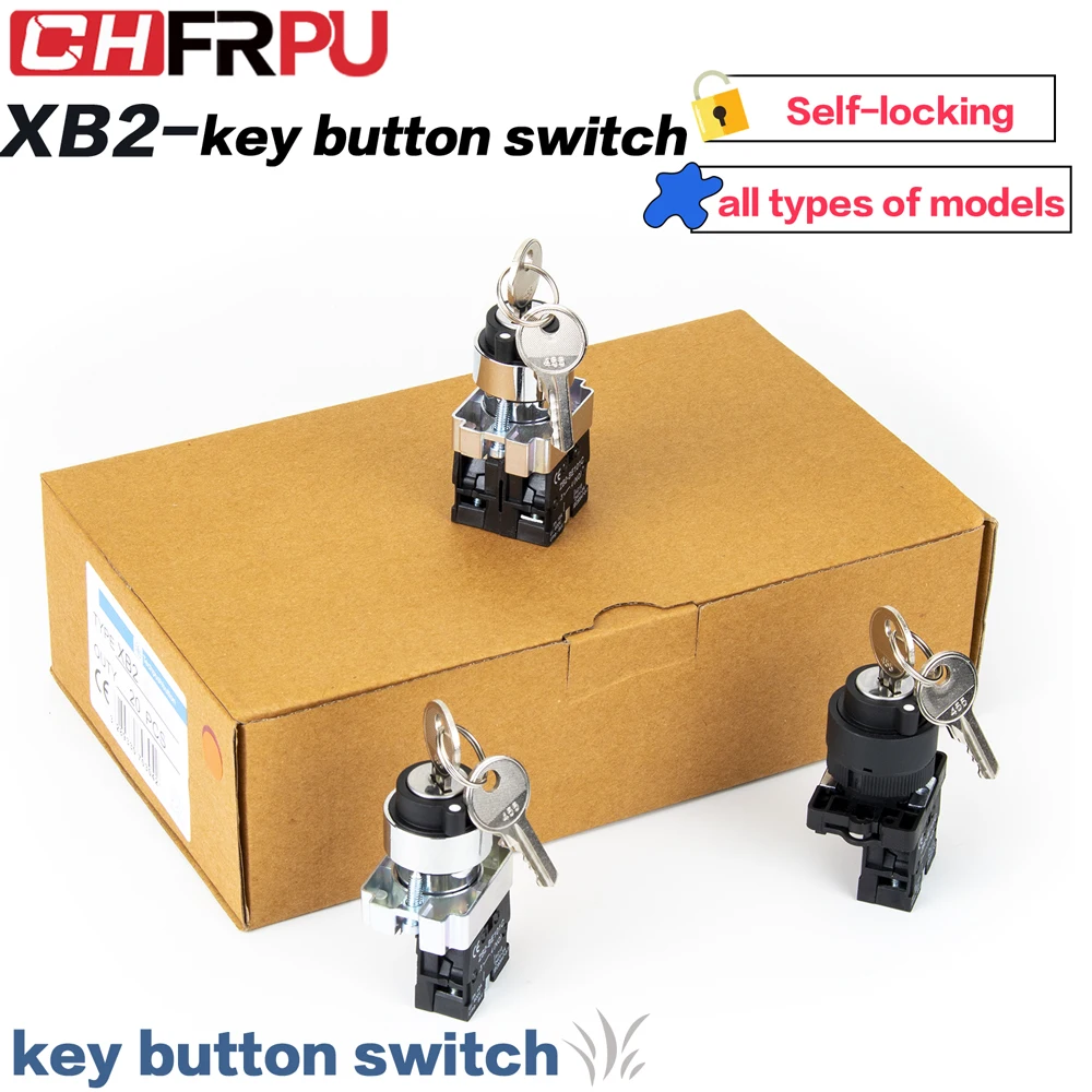 1pcs XB2 Panel Mounted Key Rotary Start Locking or Self reset Pushbutton Switch 2Positions/3Positions XB2-BG 22mm