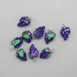 10pcs Cute Mini Purple Grape Resin Charms  Simulation Fruit Small Pendant For Bracelet Necklace DIY Jewelry Make