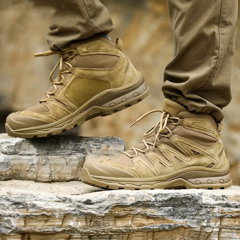 Boots Fans Men\'s High-top Training Desert Boots Outdoor Non-slip Wear-resisting Hiking Shoes