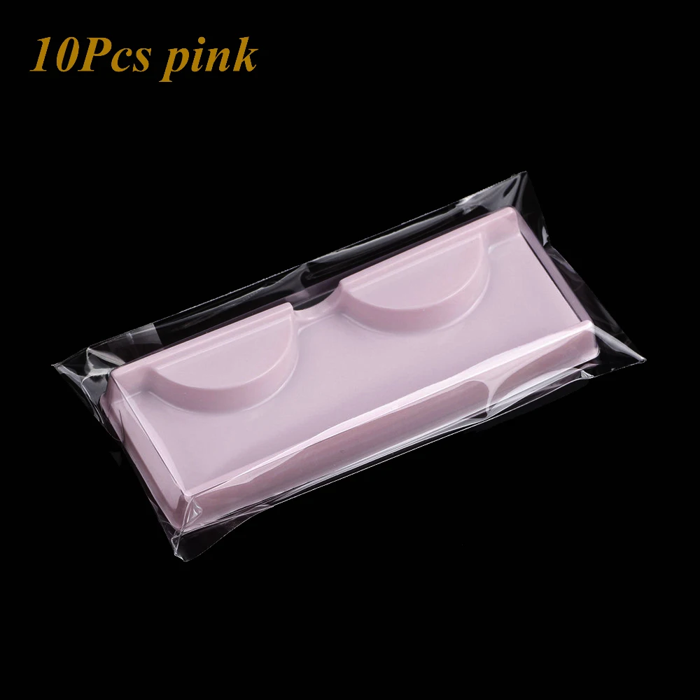 10Pcs Strip Eyelash Box Packaging Beige/Pink Bottom With Transparent Cover Eyelashes Tray Protection Storage Box Reuseable