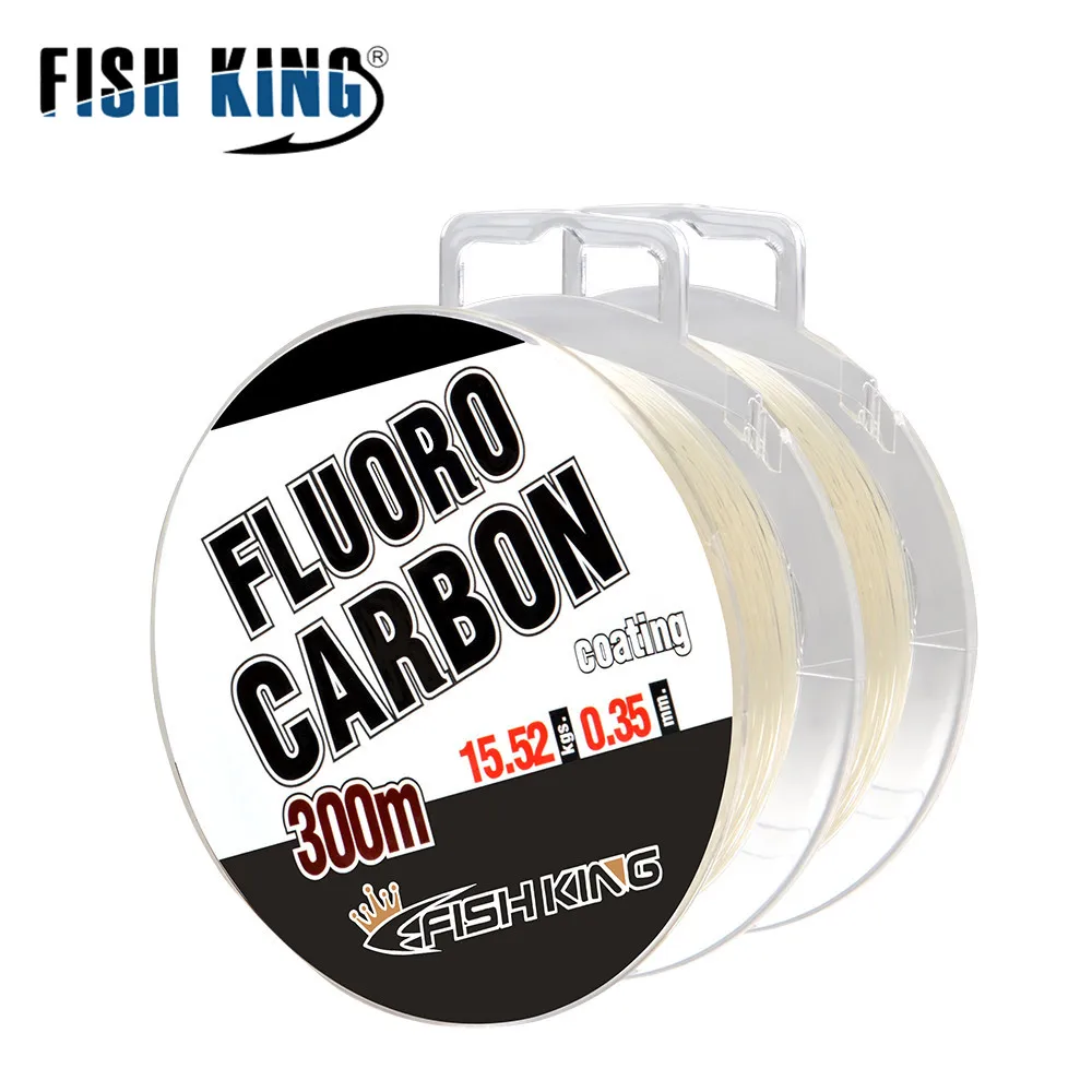 FISH KING 300m Fluoro Carbon Fishing Line Coating 0.3mm-0.5mm 29.76LB-44.75LB  Leader Line Carp Fishing Sinking Line