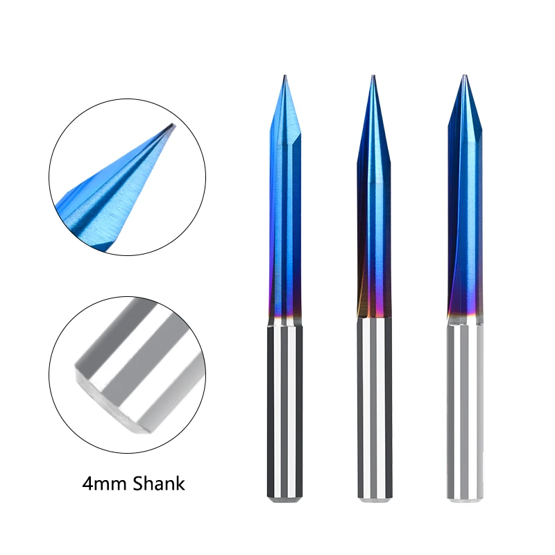 XCAN Engraving Bit 4mm Shank CNC Carving Bit 15-30 Degrees V Shape Cutter Nano Blue Coated End Mill Carbide Milling Cutter