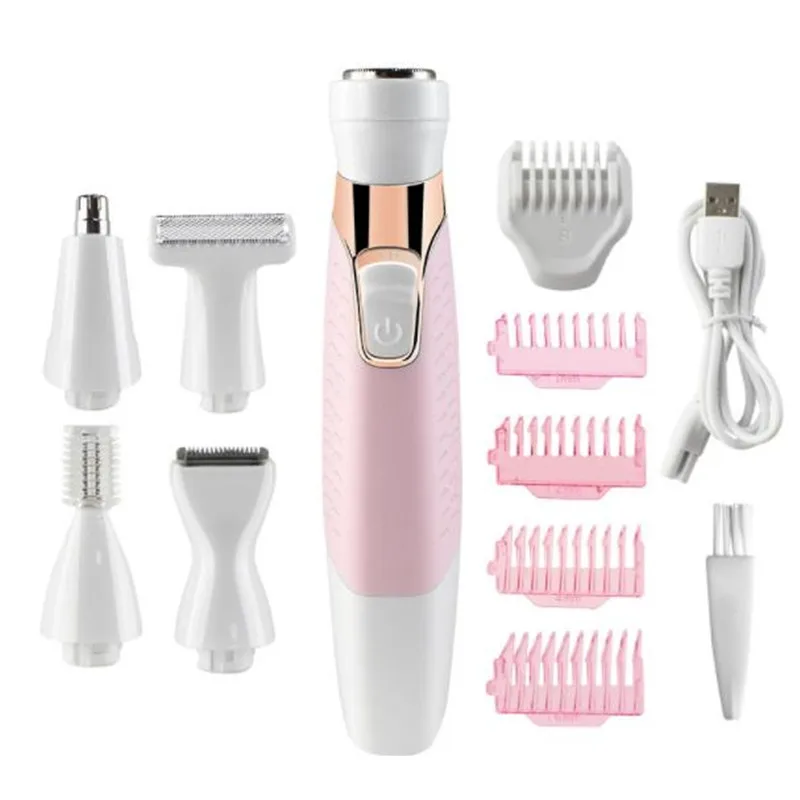 Electric Lady Epilator Wet Dry Women Shaver Bikini Pubic Haircut Trimmer Face Hair Removal Body Clipper All In One Grooming Kit