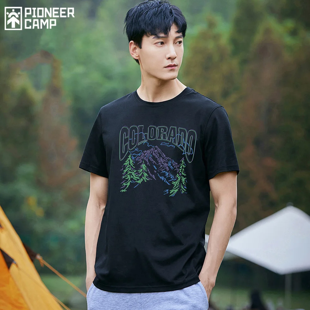 Pioneer Camp 2021 New Style T-shirsts Men 100% Cotton Fashion Printed Streetwear Men's Summer Clothing XTK01101023