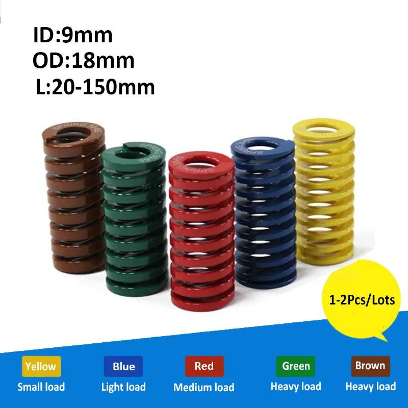 1/2Pcs Spiral Stamping Compression Mould Die Spring yellow blue red green brown  OD18mm ID9mm Length 20mm-150mm