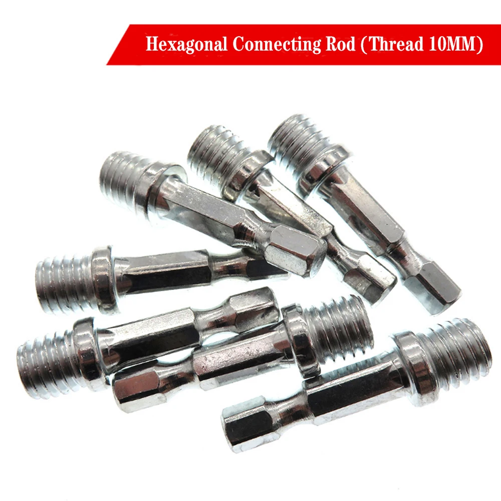 2Pcs 1/4 "M10/M14หกเหลี่ยมก้านเชื่อมต่ออะแดปเตอร์เจาะ Chuck ขัดแผ่นหกเหลี่ยมก้านเจาะโลหะอุปกรณ์เสริม