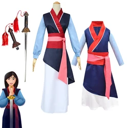 Anime Hua Mulan princesa fantasia de cosplay feminina, vestido hanfu, estilo chinês, fantasia de princesa Halloween infantil e adulto