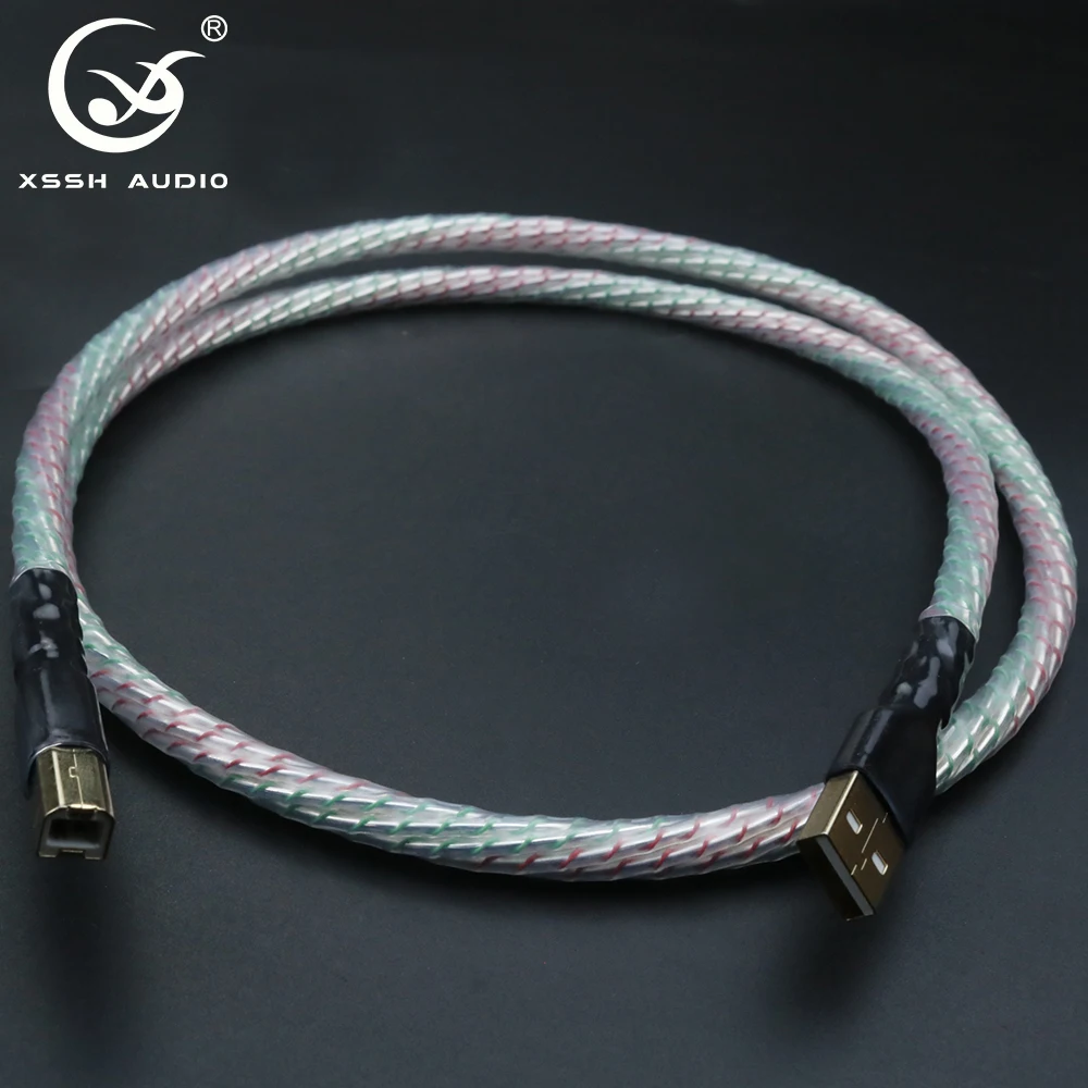 Hifi DAC Data Shield Cable Male A to Male B USB Cable XSSH Audio 7 Core Anoxic OFC Copper Silver Nordost Valhalla USB 2.0 Cables