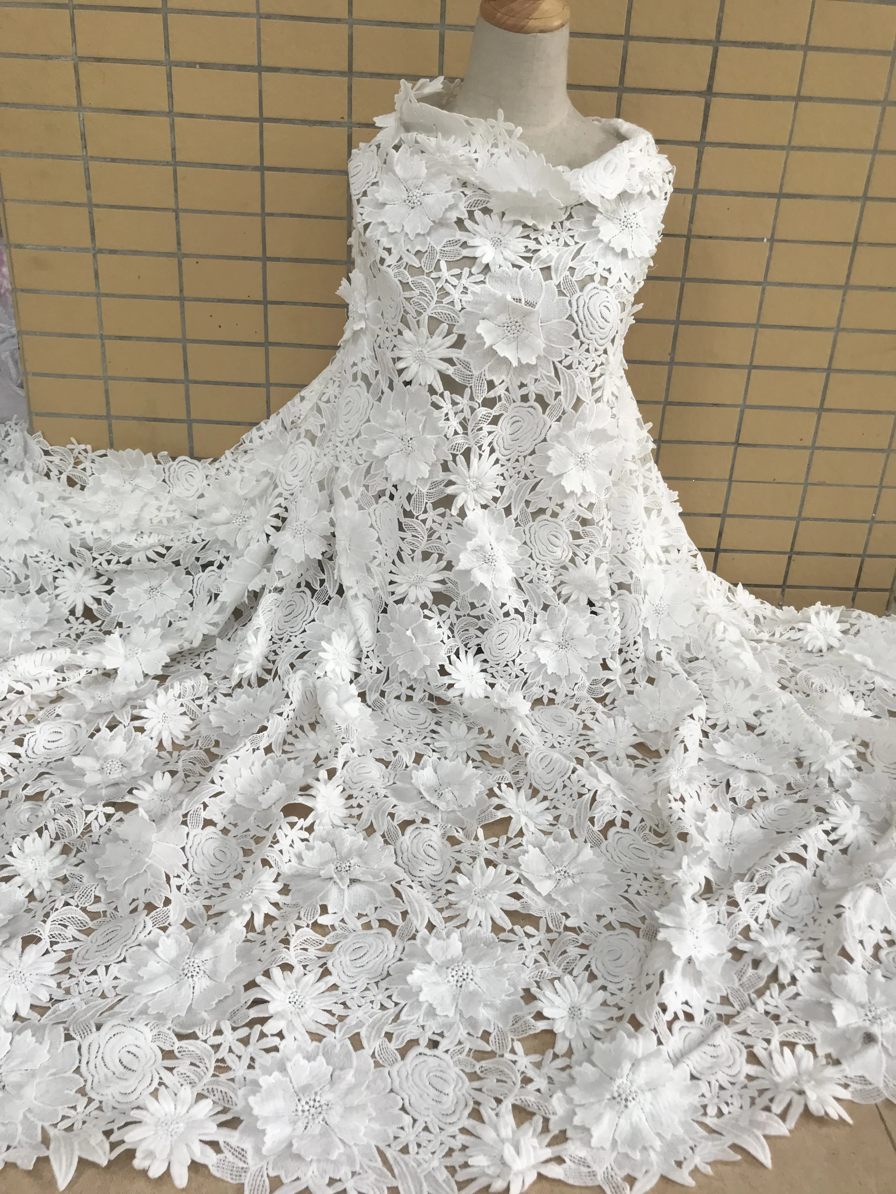 sexy french net with ZH-58883 white embroidery mesh tulle lace fabric for wedding/evening dress/party