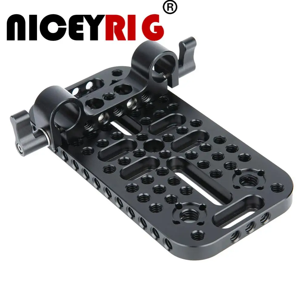 

NICEYRIG Cheese Plate Mounting with 15mm Rod Clamp for DSLR Batteries Converter Boxes for Blackmagic URSA Mini Camera and More