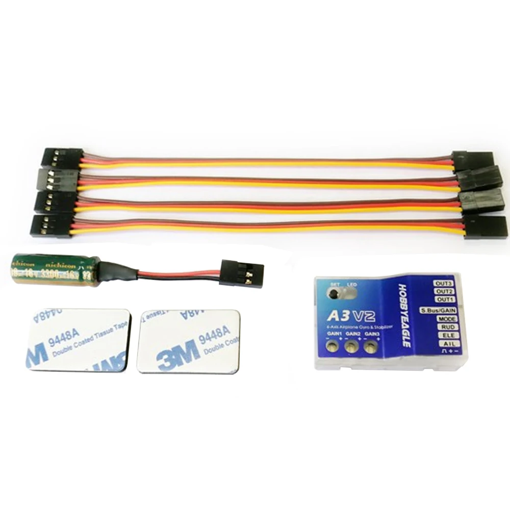 RC Flight Controller A3 V2 5-7.4V 3 Axis Gyro Self-Stabilizing For RC Airplane Fixed-wing Copter Helicopter Model Toy