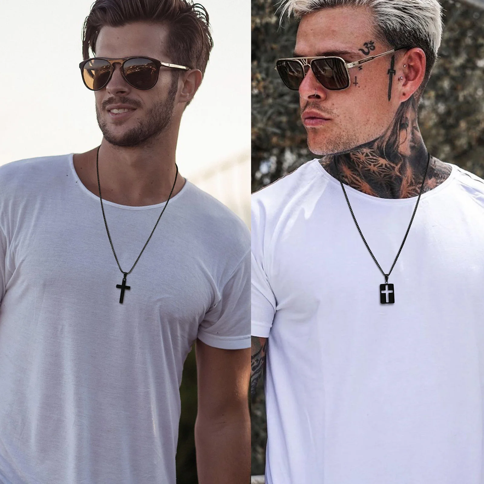 Vnox Minimalist Cross Necklaces Faith Pendant,Simple Stainless Steel Christian Prayer Religious Women Men Jewelry,Car Pendant