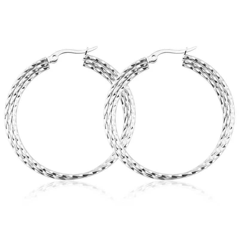 

AsJerlya Vintage Gold Big Circle Hoop Earrings for Women Girl Ear Clip Stainless Fashion Earring Party Jewelry Accessories Gift