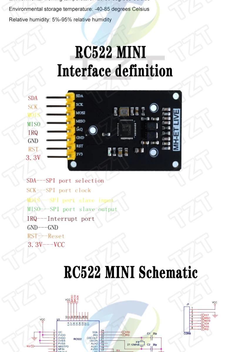 TZT RFID-Modul RC522 MFRC-522 RDM6300 PN532 Kits S50 13,56 MHz 125 kHz 6 cm mit Tags SPI Write & Read für Arduino Uno 2560 – Detail 7