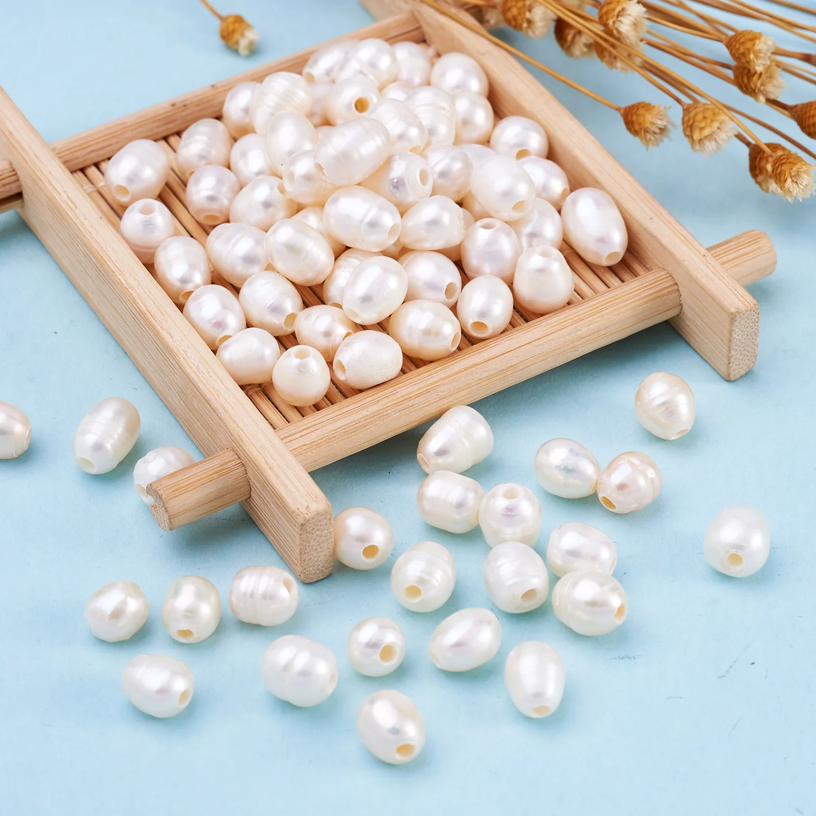 100pcs Oval Seashell Color Natural Cultured Freshwater Pearl Beads For Women Bride Wedding Jewelry Necklace Bracelet DIY Making