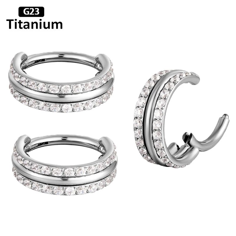 

G23 Titanium Piercing Daith Nose Rings Hoop CZ Hinged Segment Clicker Earrings Nipple Ear Cartilage Tragus Lip Stud Body Jewelry