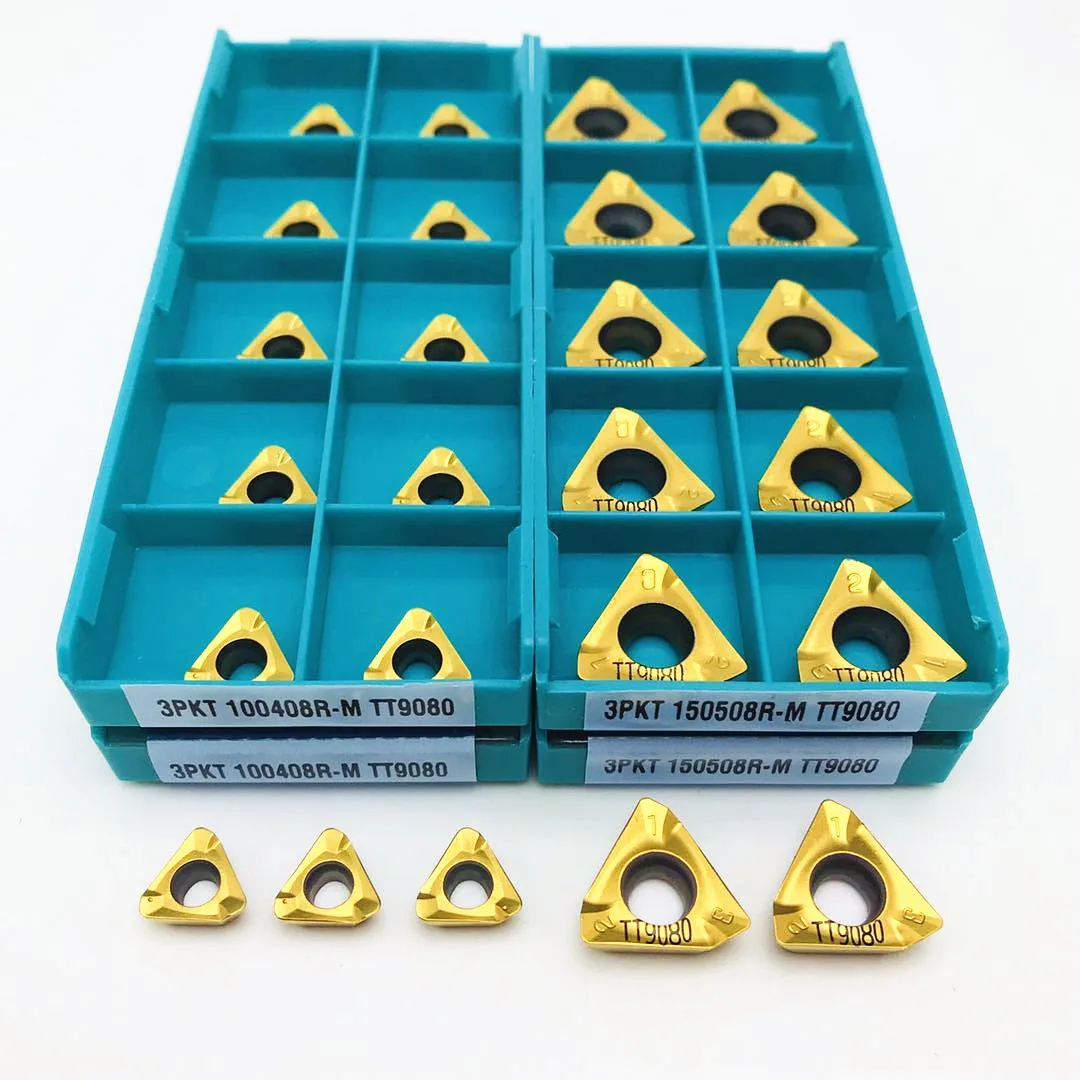 

3PKT100408R 3PKT150508R M TT9080 High Quality Carbide 3PKT 100408R CNC Milling Indexable Lathe Parts Tools Turning Inserts