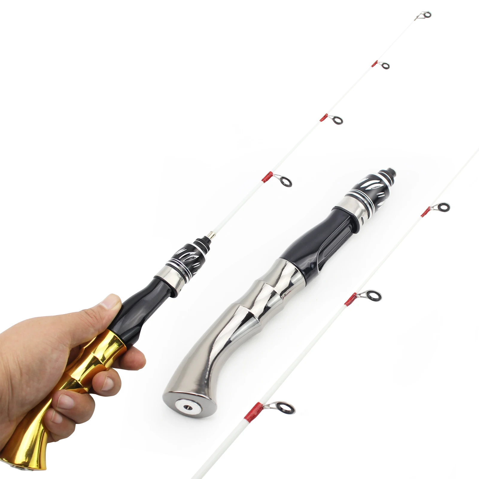 NEW 62cm Ice Fishing Rod Winter Fishing Pole Fishing Rod blue Silver Golden Spinning outdoor Handle bent Soft tips carp rod