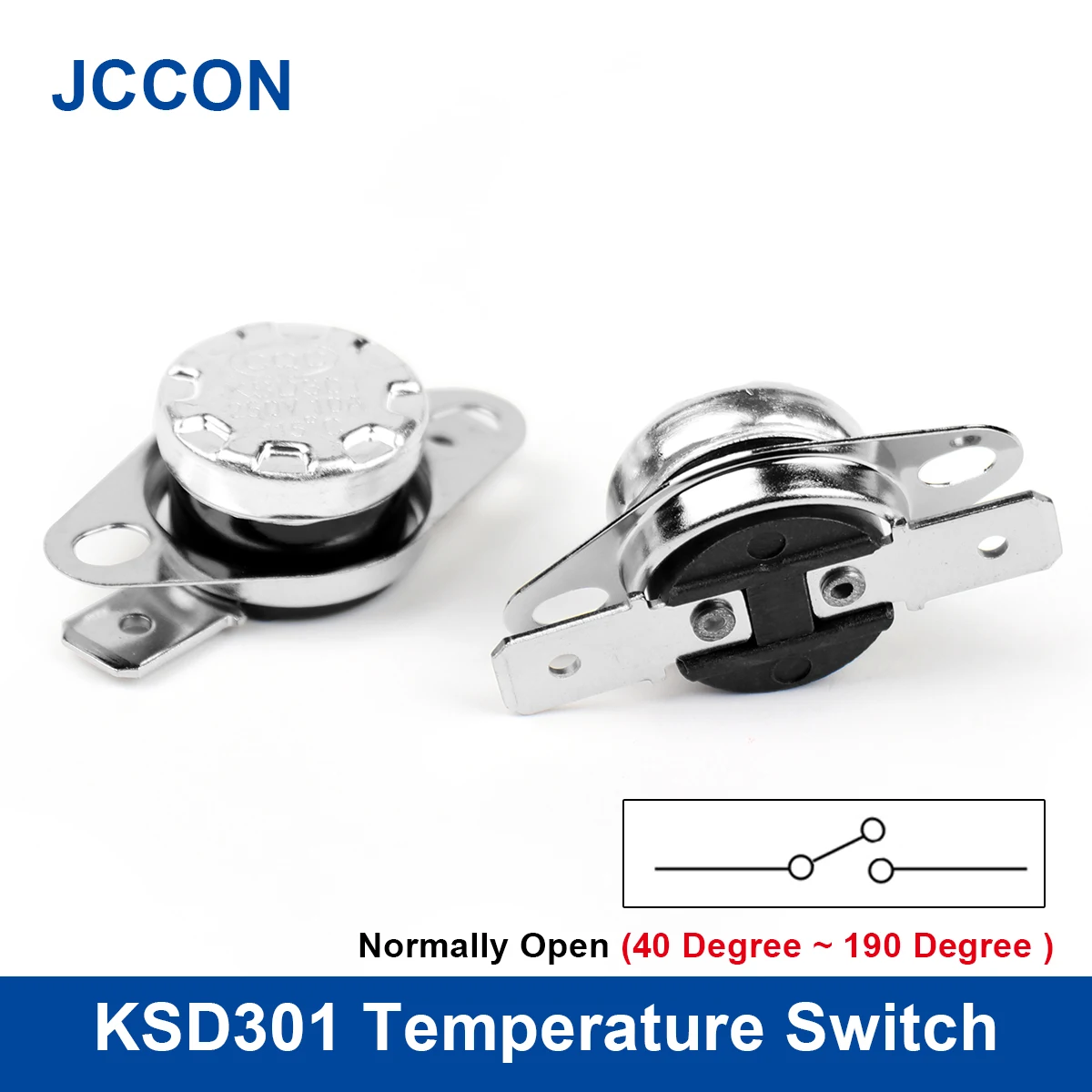 2Pcs KSD301 Temperature Switch Thermast Sensor Control Protector Normally Open 10A 250V 190 40 45 50 55 85 Degree