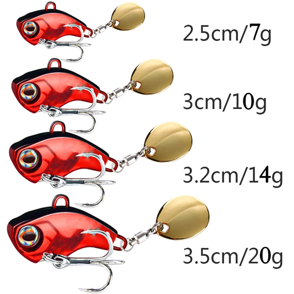 Metal VIB Fishing Lure, Spinner Afundando, Colher Giratória, Pin Crankbait, Lantejoulas Iscas, Equipamento De Pesca, 7g, 10g, 14g, 20g, 1Pc, Nova