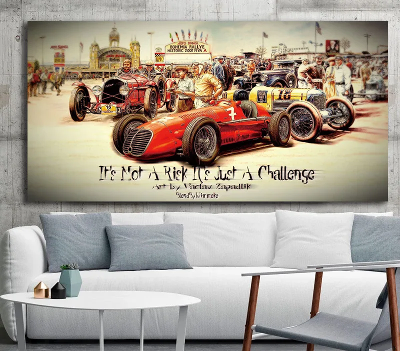 Vintage Car Posters Retro Poster Classic Racing Car Artwork Wall Art Picture Print Oil Canvas