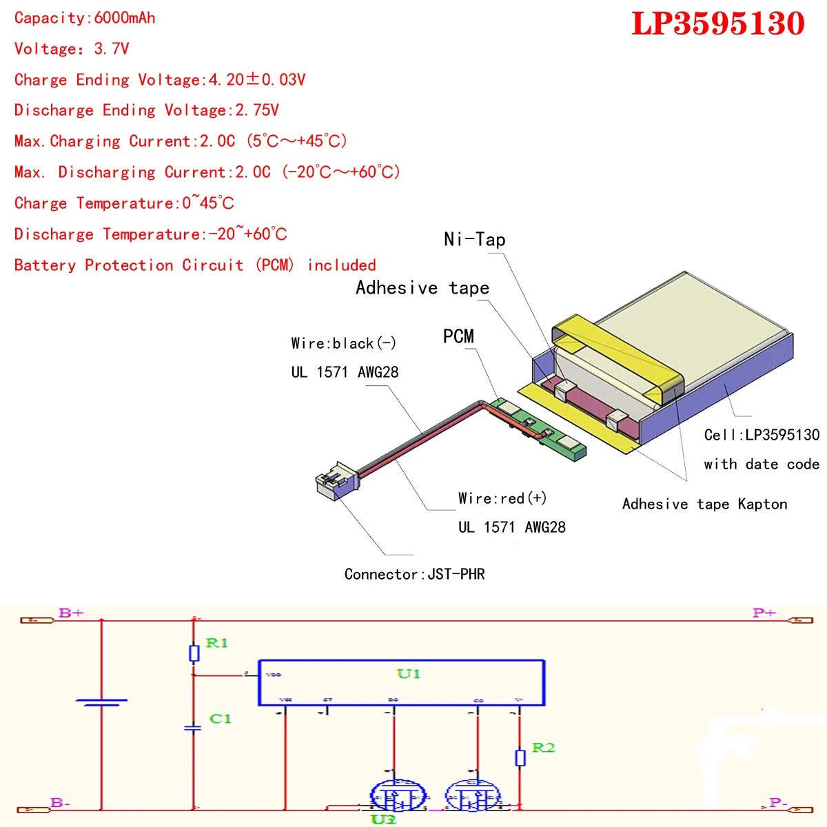 = 3.7 فولت بطارية الجهاز اللوحي 6000mah 3595130 سعة كبيرة كل العلامة التجارية العالمي بطاريات ليثيوم قابلة للشحن