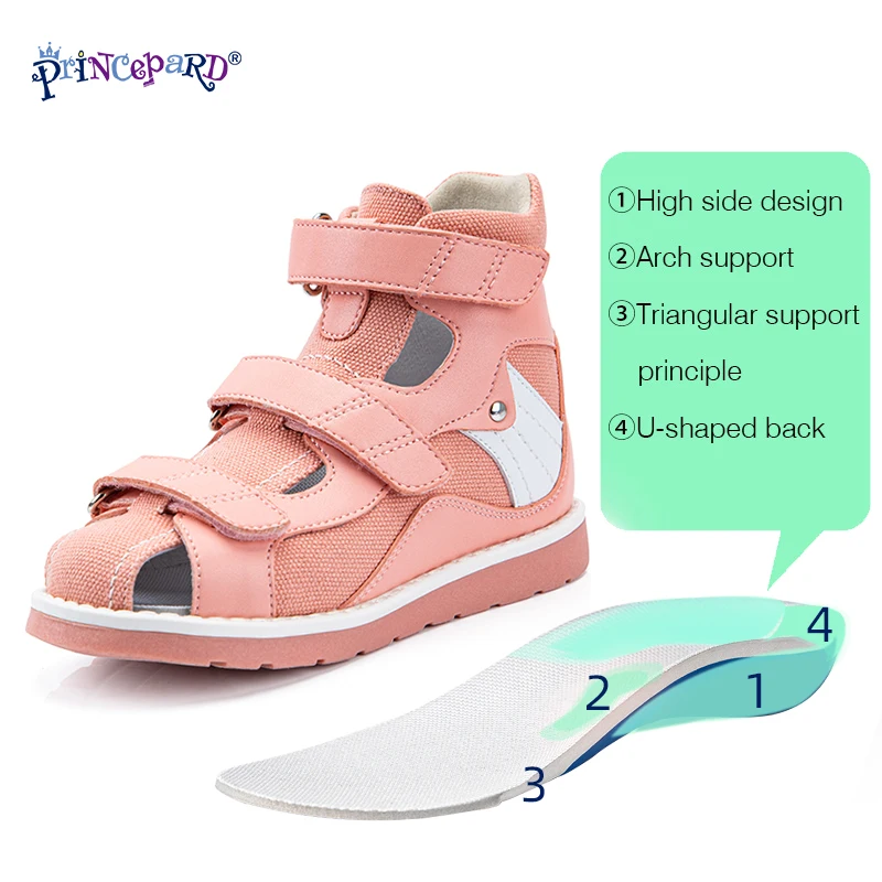 Orthopedic Kids Shoes Princepard New Summer High Back Children Corrective Sandals for Arch Support Care with Adjustable Strap