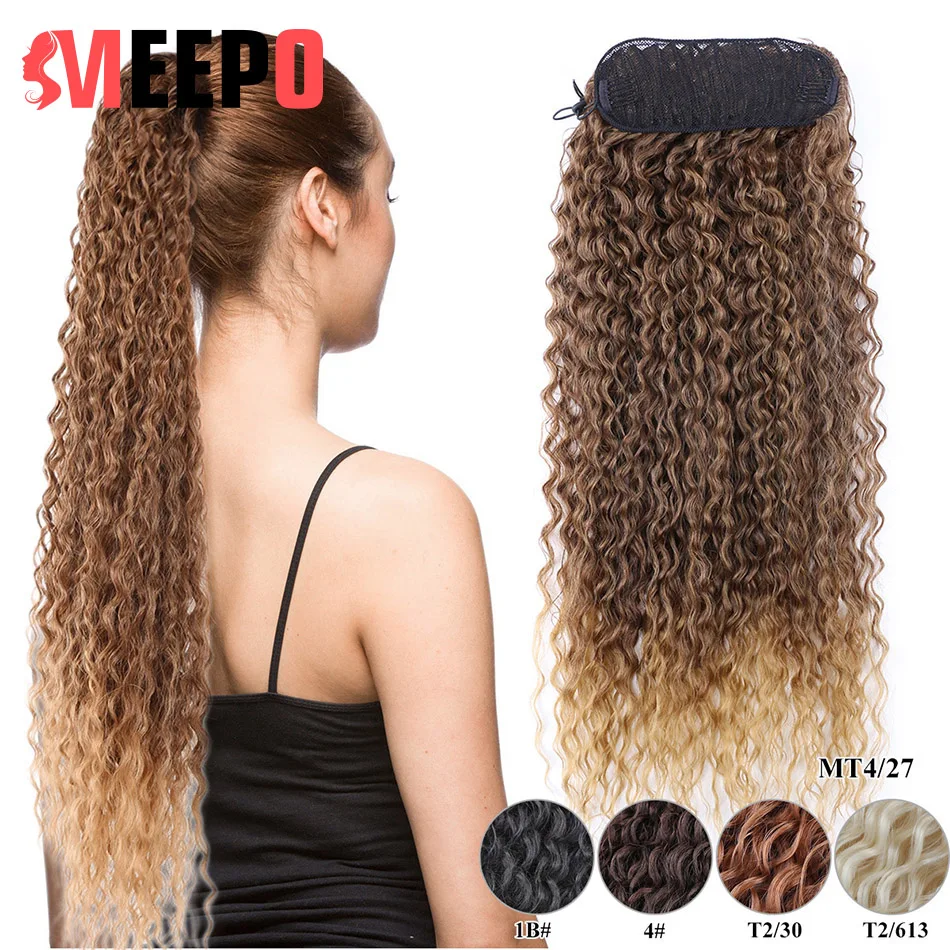 

Meepo 30 Inch Curly Ponytail Extension Drawstring Ponytails for Black Women Synthetic Curly Drawstring Ponytail with 2 Clips on