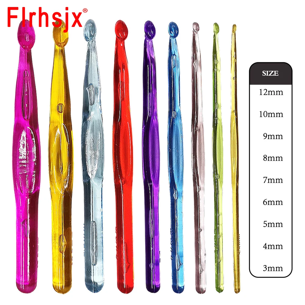 3-12mm Crochet Hooks Set Large Yarn Crochet Hooks Needles Plastic Handle Knit for Knitting Blanket Rags Shawl Craft Sewing Tools