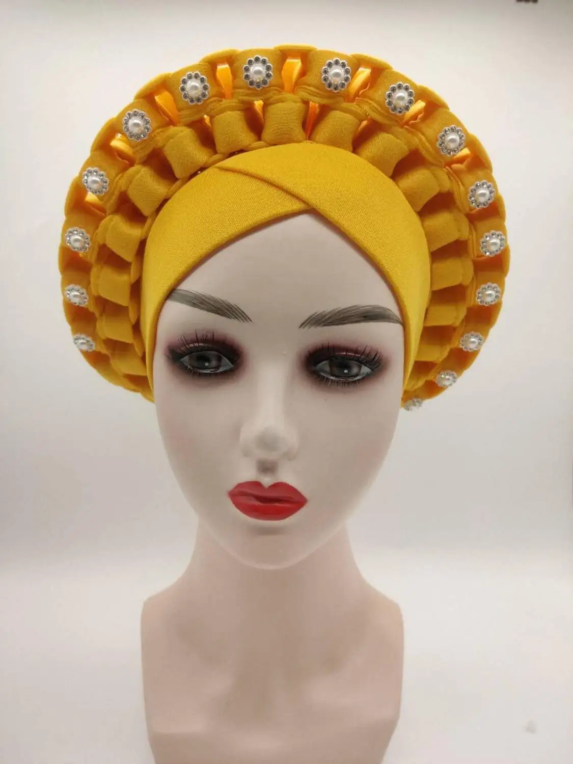 2022 fashion Auto gele for traditional wedding Ready to wear Nigerian Headtie Gele african turban head tie for women head wraps