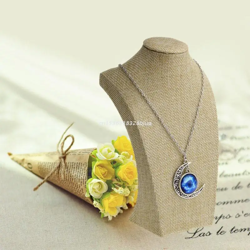 

Linen Mannequin Bust Jewelry Necklace Pendant Neck Model Display Stand Holder Dropship