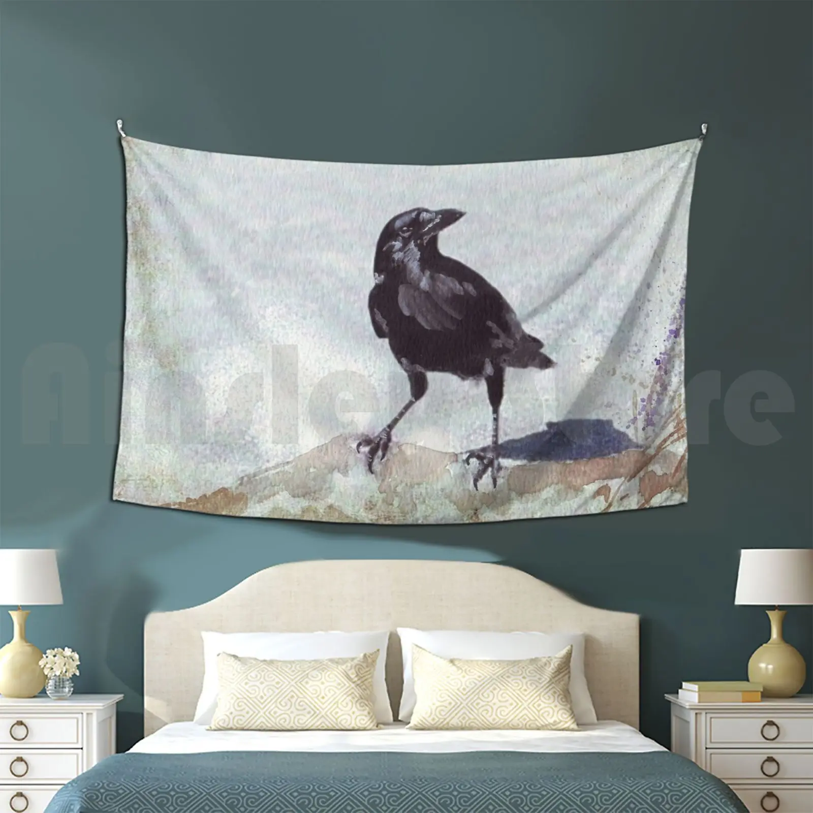 Keepers Of The Sacred Law Tapestry Living Room Bedroom Animals Bird Birds Painted Birds Crow Crows Corvus Corvus