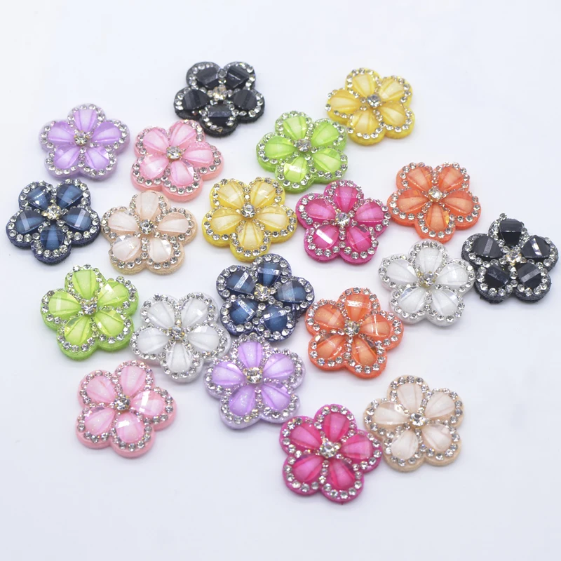 10Pcs 25mm Rhinestone Flower Crystal Applique for DIY Crafts Clothes Hat Shoes Patches Headwear Hair Clip Bow Decor Accessories