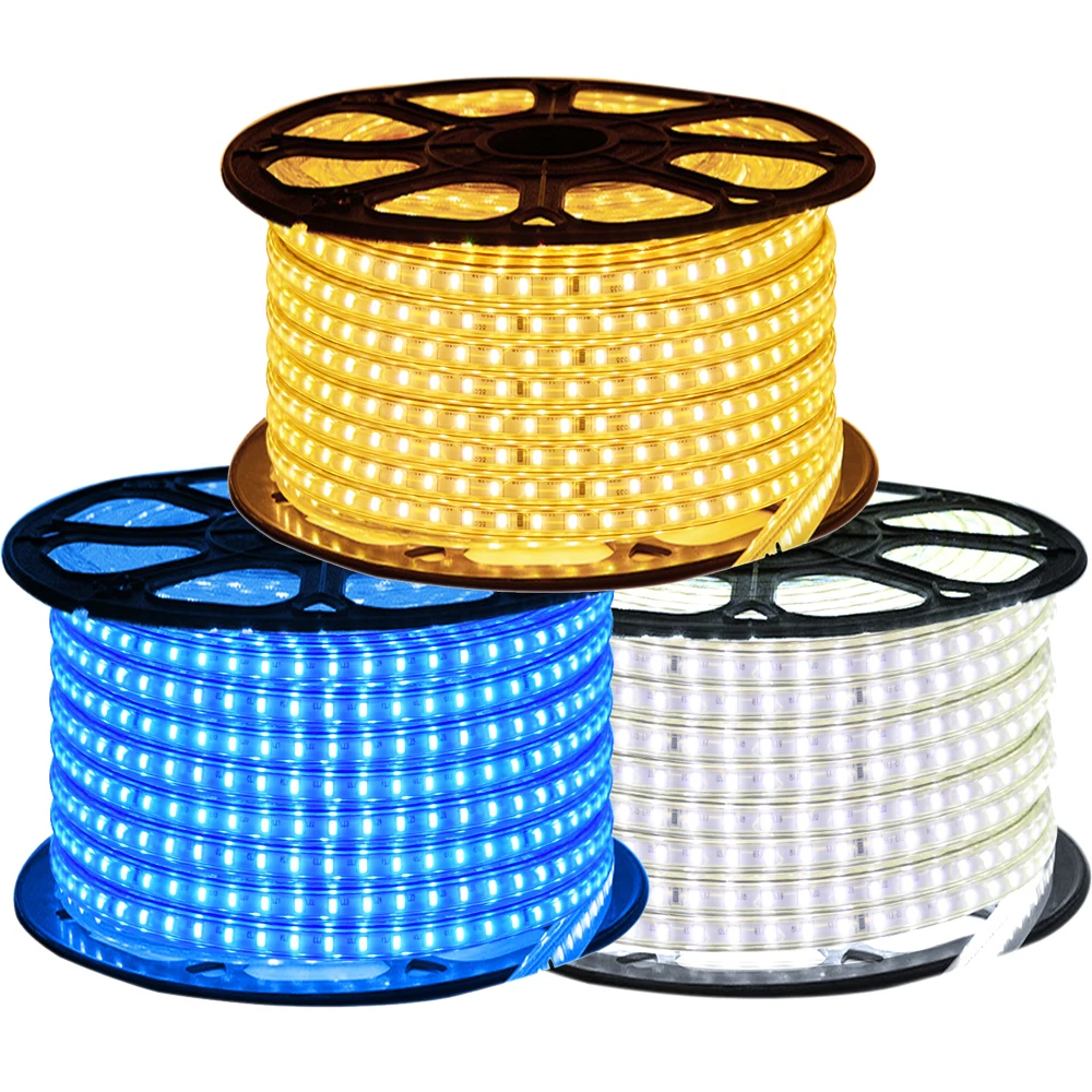 impermeavel led light strip com eu switch plug corda ao ar livre branco branco quente azul smd 3014 120leds por m 220 v 240v ip67 01