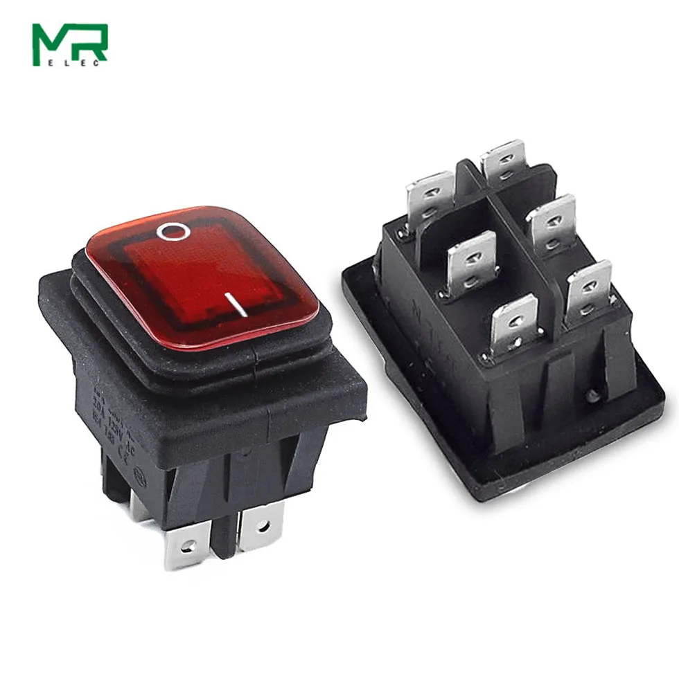 KCD4  Waterproof Switch Rocker Switch Power Switch  2 position/ 3 position 6 Pins  Reset or self-locking 16A 250VAC/ 20A 125VAC