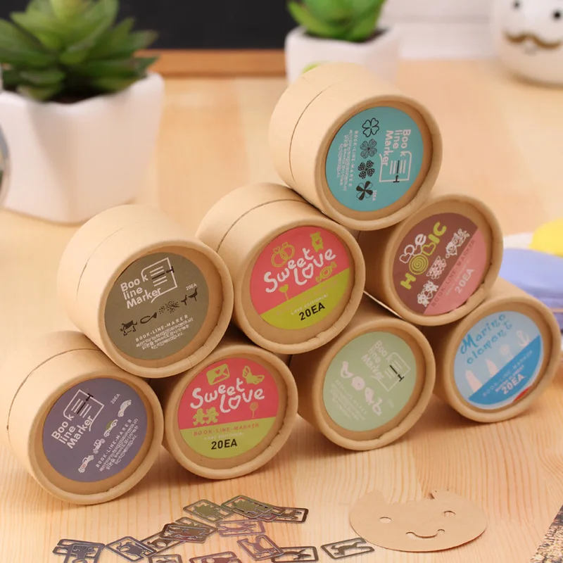 20pcs/lot Mini Metal Bookmark Clips Cute Cartoon Animal Plated Sliver Bookmarks Stationery Gift book line marker Random Style
