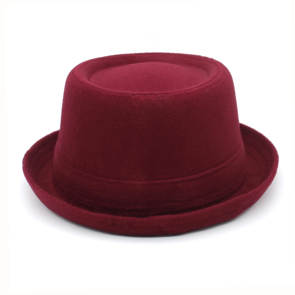 3 Sizes Men Women Wool Pork Pie Hat Retro Feather Band Fedora Cap Trilby Sunhat Classical Jazz Party Outdoor Travel Street Style