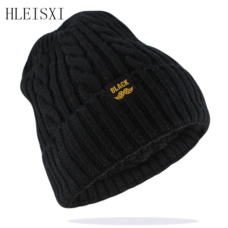 Men Winter Warm Hat New Fashion Adult Unisex Knitted Casual Beanies Skullies Cotton Wool Hats Brand Outdoor Solid Gorros