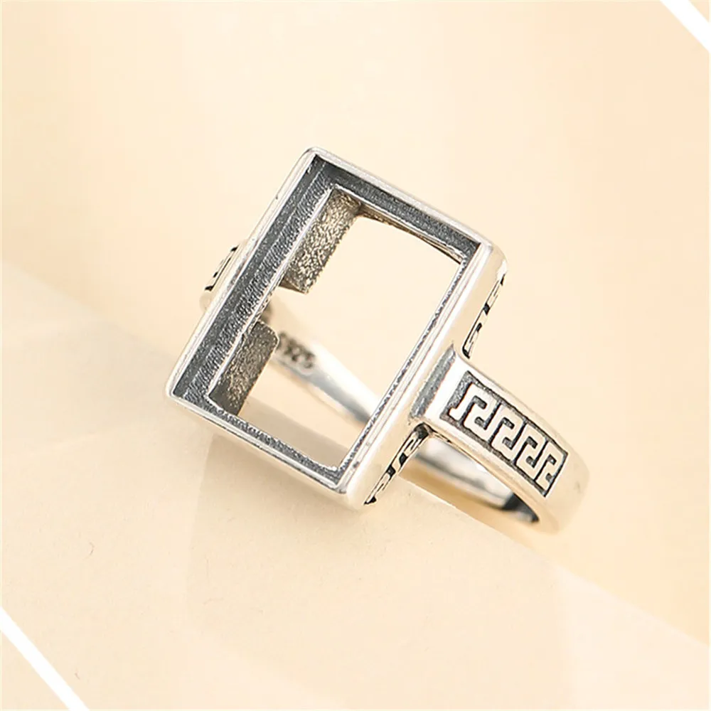 Ring Setting for 10x14mm Rectangle Cabochons Ring Blank Thai Sterling Silver Adjustable Band Ring Base SR0020