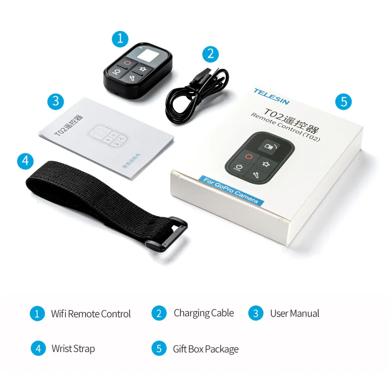 Nuovo telecomando intelligente WiFi wireless impermeabile per Gopro Hero 8 7 6 5 Black Go pro 4 5 Session 3 3+ Hero Accessori per fotocamera