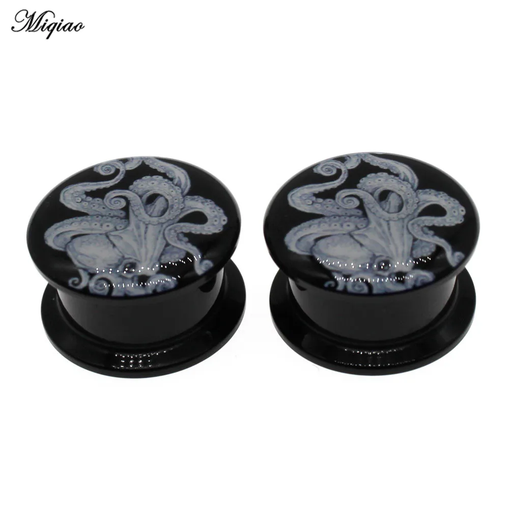 Miqiao 2pcs Explosive Acrylic Octopus Ear Screw Earplugs 6mm-25mm Exquisite Body Piercing Jewelry